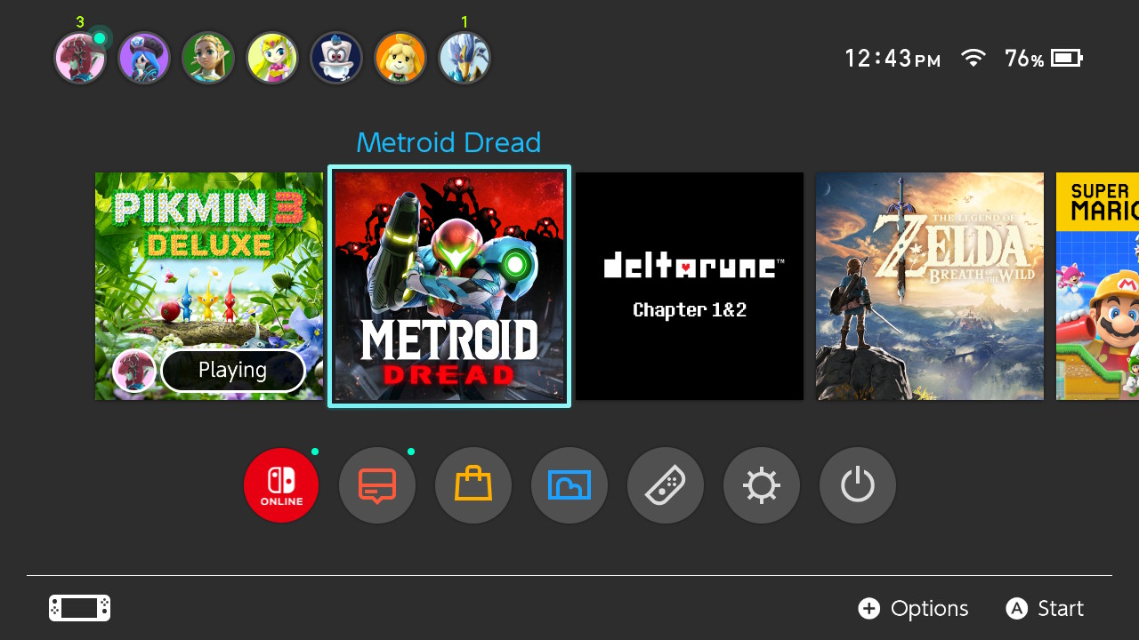 My Switch home screen